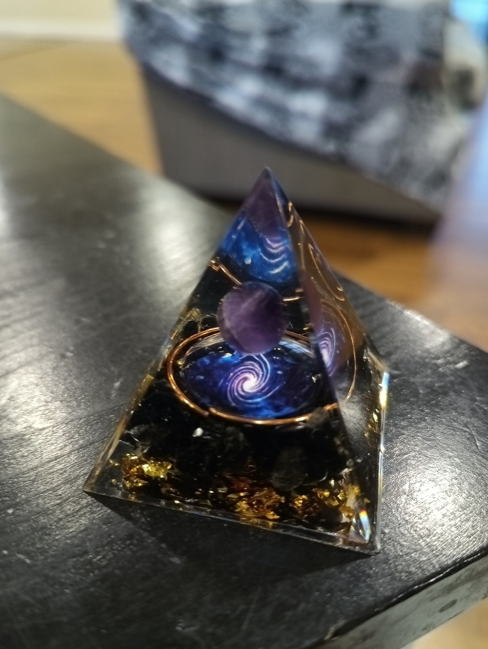 Purple Galaxy Pyramid Home Accent Orgonite